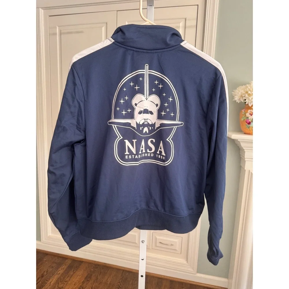 NWT Mighty Fine NASA Boys Track Jacket Navy‎ Space Shuttle Graphic Zip Up Large